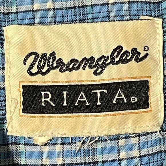 Wrangler  Size XXL Riata Blue Plaid Long Sleeve Button-Down Shirt - Picture 4 of 5